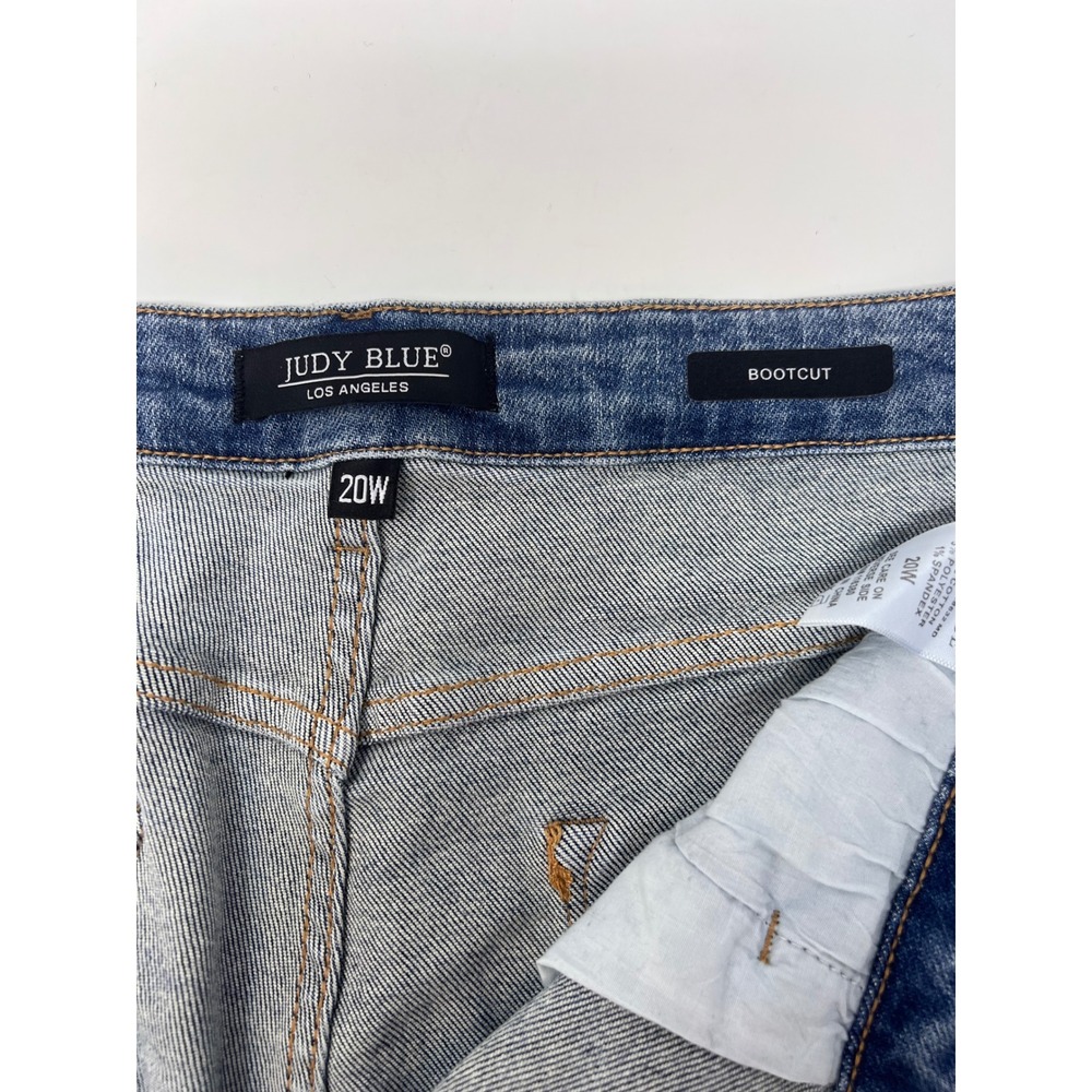 Judy Blue Bootcut Jeans 20W Blue Distressed Denim Plus Hem Detail Boho - Picture 6 of 8